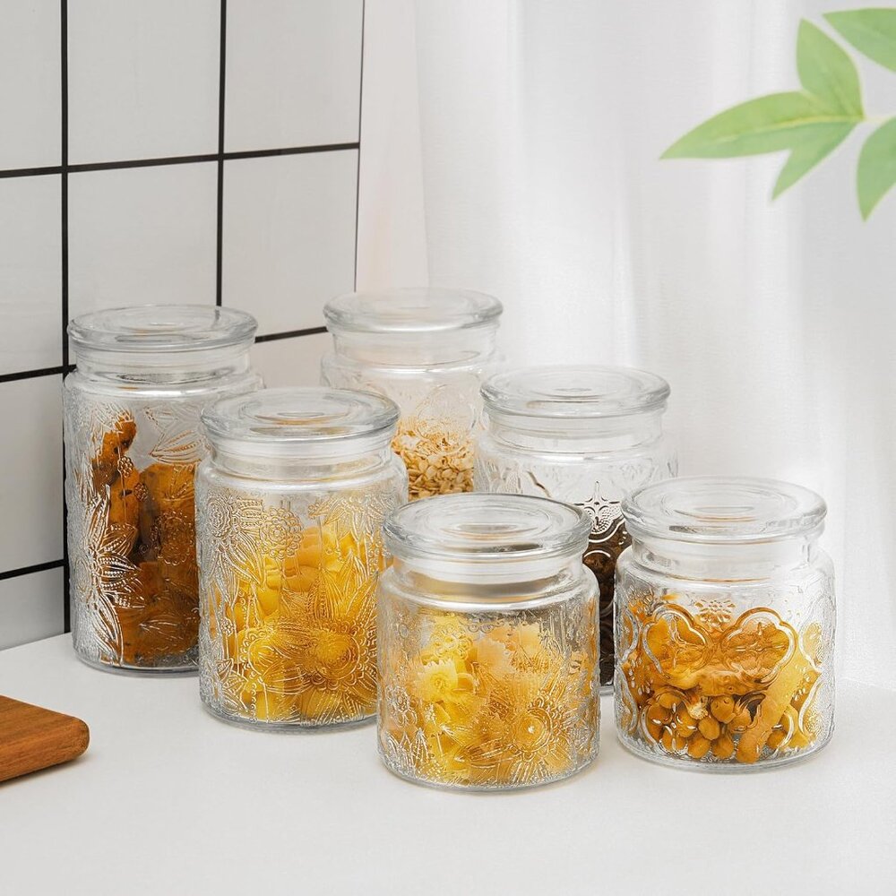 32oz Vintage Glass Jar With Lid, Glass Storage Containers, Airtight Kitchen Stor - Picture 5 of 7